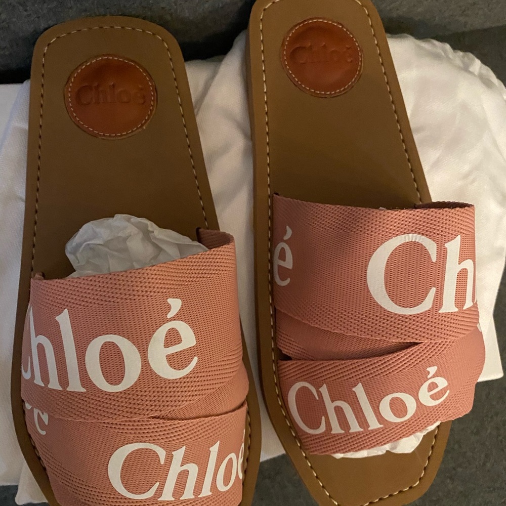 Chloe woody logo sandals slides pink - Picture 5 of 9